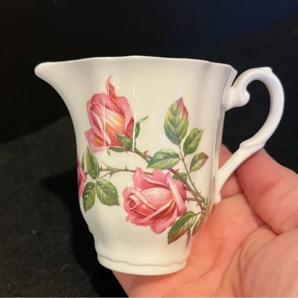 VTG Royal Grafton Fine Bone China Creamer Pink Roses Pattern Made in England